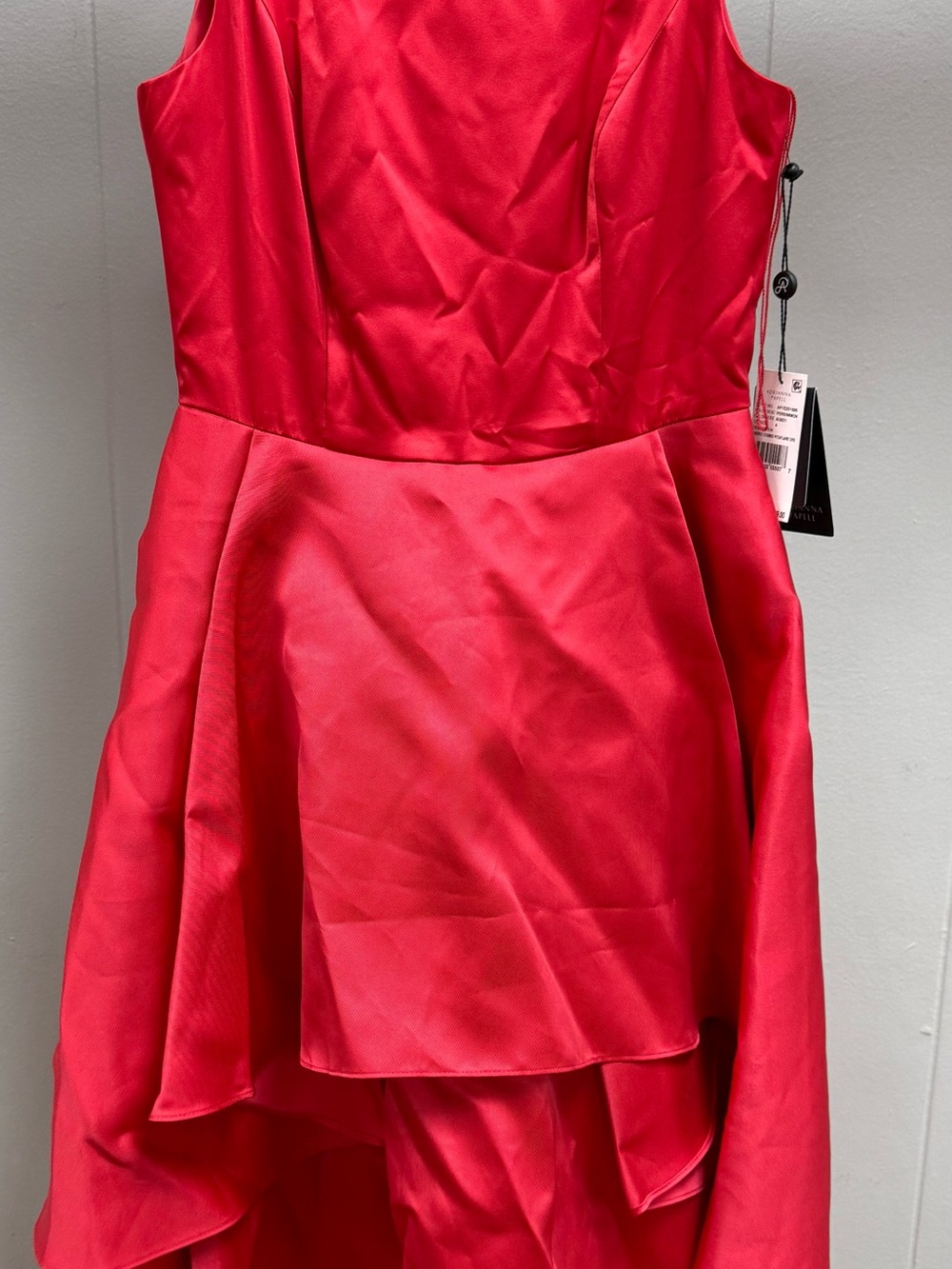 Adrianna Papell Red Satin High-Low Cocktail Dress